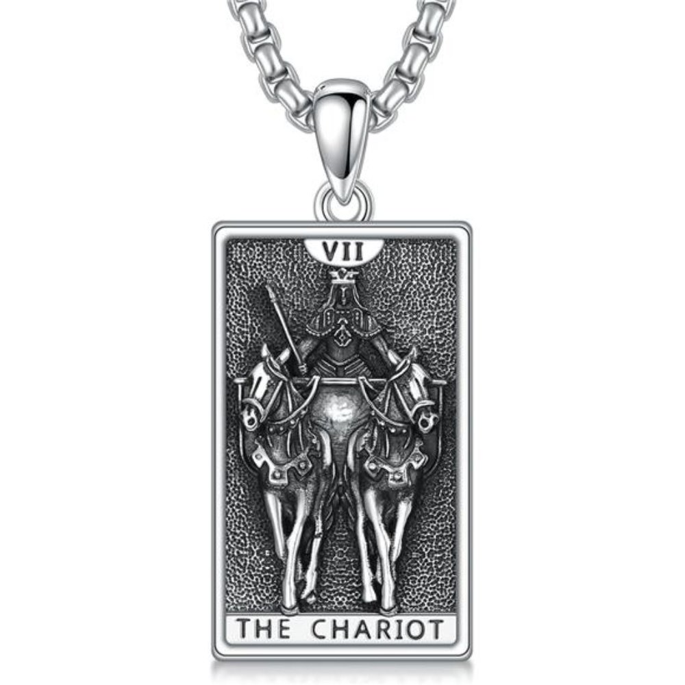 Tarot Card Necklace 925 Sterling Silver Skeleton Necklace The Sun Moon